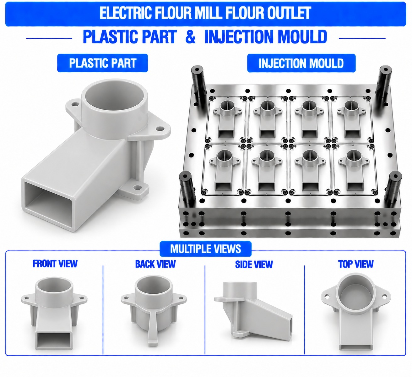 Electric Flour Mill Plastic Flour Outlet Mould and Moulding Service